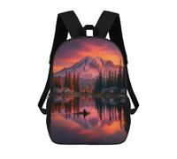 sinyumoney Mountain Lake Sunset Reflections Sacs À Dos Pour Enfants, Cartables 3D Personnalisés Pour Garçons Et Filles, Grands Sacs À Dos Scolaires Décontractés 17inch