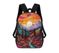 sinyumoney Mountain Sunset Serenity Sac À Dos Scolaire Pour Enfants, Imprimé En 3D, Tendance Et Décontracté, Pour Garçons, Élèves Du Primaire Et Du Collège 17inch