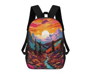 sinyumoney Mountain Sunset Serenity Sac À Dos Scolaire Pour Enfants, Imprimé En 3D, Tendance Et Décontracté, Pour Garçons, Élèves Du Primaire Et Du Collège 17inch