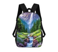 sinyumoney Mountain Waterfall Landscape with Stream Sacs À Dos Scolaires Pour Enfants, Sac D'école Imprimé En 3D Pour Garçons, Élèves Du Primaire Et Du Collège 17inch