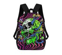 sinyumoney Mushroom Skull Art Sac À Dos Scolaire Imprimé En 3D Pour Enfants, Sac À Dos De Voyage Tendance Et Décontracté Pour Écoliers 17inch