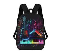 sinyumoney Music Harmony Canvas Art Sac À Dos Scolaire Pour Enfants 17 Pouces, Sac À Dos Décontracté Pour Les Voyages, Grand Sac À Dos De Jour Pour Garçons Et Filles 17inch