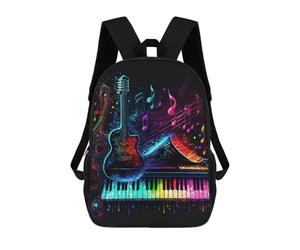 sinyumoney Music Harmony Canvas Art Sac À Dos Scolaire Pour Enfants 17 Pouces, Sac À Dos Décontracté Pour Les Voyages, Grand Sac À Dos De Jour Pour Garçons Et Filles 17inch