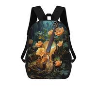 sinyumoney Music Violin And Flower Sac À Dos Scolaire Pour Enfants Imprimé En 3D, Idéal Pour Les Voyages Et Les Lectures, Pour Les Garçons Et Les Élèves Du Primaire 17inch