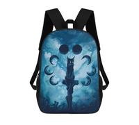 sinyumoney Mystic Cat Moon Phases Sacs À Dos Imprimés En 3D Pour Enfants, Sacs D'école Tendance Pour Garçons, Élèves Du Primaire Et Du Collège 17inch