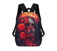 sinyumoney Mystic Red Rose Portrait Sacs À Dos Imprimés En 3D Pour Enfants, Sacs D'école Tendance Pour Garçons, Sacs De Voyage, Sacs Scolaires Pour Élèves Du Primaire 17inch