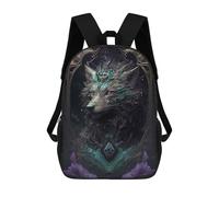 sinyumoney Mystic Wolf Portrait Sac À Dos Scolaire Pour Enfants, Sac À Dos De Voyage Décontracté, Grand Sac À Dos Pour Garçons Et Filles 17inch