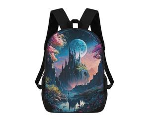 sinyumoney Mystical Moonlit Castle Sac À Dos Enfant, Cartable, Sacs À Dos Scolaires Imprimés En 3D Pour Élèves Du Primaire Et Du Collège, Cadeau D'anniversaire Pour Adolescents 17inch