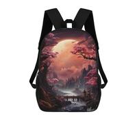 sinyumoney Mystical Moonlit Sakura Valley Sacs À Dos Décontractés Pour Enfants, Sacs D'école Pour Adolescents, Filles Et Garçons, Sacs À Dos Pour Livres 17inch