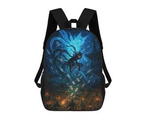 sinyumoney Mystical Ninja Battle in Asian Village Sac À Dos Scolaire Pour Adolescents, Imprimé En 3D, Ajustable, À Poches Tendance, Pour Enfants, Garçons, Filles, Étudiants Et Adolescents 17inch