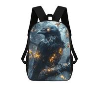 sinyumoney Mystical Raven with Glowing Feathers Sacs À Dos Scolaires Pour Enfants, Sac D'école Imprimé En 3D Pour Garçons, Élèves Du Primaire Et Du Collège 17inch