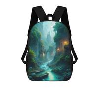 sinyumoney Mystical River Landscape with Ancient Architecture Sac À Dos Scolaire Enfant Tendance Et Décontracté, Sac À Dos Imprimé En 3D Pour Garçon, Grand Sac À Dos 17inch