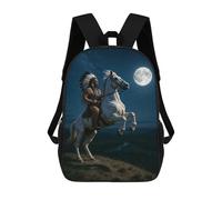 sinyumoney Native American on Horse Under Moonlight Sac À Dos Imprimé 3D Pour Enfants, Sac À Dos Léger Pour Écoliers Et Écoliers, Sac À Goûter Pour La Crèche 17inch