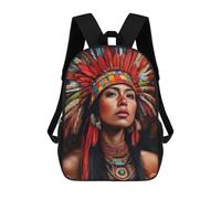 sinyumoney Native American Woman Portrait Sac À Dos Scolaire Imprimé En 3D Pour Enfants, Sac À Dos Garçon/fille, Sac De Voyage Pour Enfants 17inch