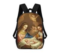 sinyumoney Nativity Scene Painting with Angels Sacs À Dos Scolaires Pour Enfants, Sac D'école Imprimé En 3D Pour Garçons, Élèves Du Primaire Et Du Collège 17inch