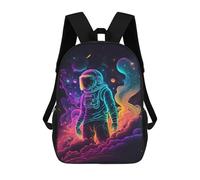 sinyumoney Neon Astronaut in Space -6 Sac À Dos Scolaire Pour Enfants, Imprimé En 3D, Tendance Et Décontracté, Pour Garçons, Élèves Du Primaire Et Du Collège 17inch