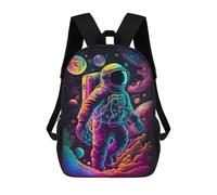 sinyumoney Neon Astronaut in Space Sac À Dos Imprimé En 3D, Sac D'école Décontracté Et Tendance Pour Enfants, Sac D'école Pour Garçons, Collégiens 17inch
