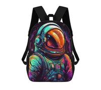 sinyumoney Neon Astronaut Space Exploration Art Sac À Dos Scolaire Pour Enfants, Imprimé En 3D, Tendance Et Décontracté, Pour Garçons, Élèves Du Primaire Et Du Collège 17inch