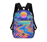 sinyumoney Neon Beach Sunset Art Print Sacs À Dos 17 Pouces Pour Enfants, Sacs D'école Imprimés En 3D Pour Élèves Du Primaire Et Du Collège, Garçons Et Filles