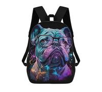 sinyumoney Neon Bulldog Glasses Art Print 17inch Sacs À Dos Scolaires Imprimés En 3D - Sacs À Dos Tendance Pour Garçons Du Primaire Et Du Collège
