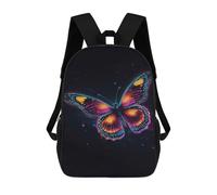 sinyumoney Neon Butterfly in Space Sac À Dos Scolaire Pour Enfants, 43 Cm (17 Pouces), Imprimé En 3D, Pour Garçons, Élèves Du Primaire Et Du Collège