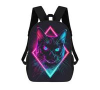 sinyumoney Neon Cat Art Print Sac À Dos Scolaire Imprimé En 3D Pour Garçons Et Filles, Sac À Dos Pour Enfants, Sac De Voyage 17inch