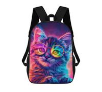 sinyumoney Neon Cat Glasses Art Print Sacs À Dos Pour Enfants, Sac À Dos Scolaire Imprimé En 3D Pour Enfants, Sac À Dos De Voyage, Sac À Livres Pour Enfants 17inch Sac D'école