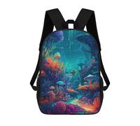 sinyumoney Neon Cat Glasses Art Sac à dos d'école Sac à dos imprimé 3D Sac à dos d'école pour enfants à la mode Sacs à dos pour garçons Collège, Paradis sous-marin Mushroom, 17"