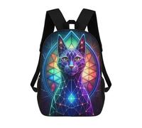 sinyumoney Neon Cat Stained Glass Sac À Dos Scolaire Pour Enfants Imprimé En 3D, Idéal Pour Les Voyages Et Les Livres 17inch