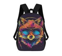 sinyumoney Neon Cat Sunglasses Art Print Sacs À Dos Tendance Imprimés En 3D 17inch Sac D'école Décontracté Pour Enfants, Garçons, Élèves Du Primaire Et Du Collège