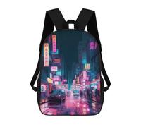 sinyumoney Neon Cityscape-113 Sac À Dos En Peluche À Motif Dessin Animé, Sac À Dos 3D Pour Enfants, Idée Cadeau D'anniversaire Pour Garçons Et Filles 17inch