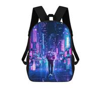 sinyumoney Neon Cityscape Alone in Lights Sac À Dos Scolaire Pour Enfants 17 Pouces, Sac À Dos Décontracté Pour Les Voyages, Grand Sac À Dos De Jour Pour Garçons Et Filles 17inch