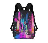 sinyumoney Neon Cityscape Crayon Scratch Art Sac À Dos Scolaire Pour Adolescents, Imprimé En 3D, Ajustable, À Poches Tendance, Pour Enfants, Garçons, Filles, Étudiants Et Adolescents 17inch