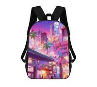 sinyumoney Neon Cityscape Dreamscape -2 Sac À Dos Imprimé En 3D, Sac D'école Décontracté Et Tendance Pour Enfants, Sac D'école Pour Garçons, Collégiens 17inch
