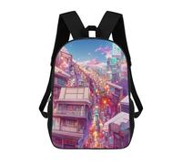 sinyumoney Neon Cityscape Dreamscape Sac À Dos Scolaire Pour Enfants, Sac À Dos De Voyage Décontracté, Grand Sac À Dos Pour Garçons Et Filles 17inch