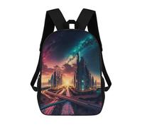 sinyumoney Neon Cityscape Future Metropolis -1 Sac À Dos Enfant, Cartable Imprimé En 3D Pour Garçons Et Adolescents 17inch