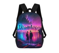 sinyumoney Neon Cityscape Romance Sac À Dos Enfant, Cartable, Sac D'école, Motif Dessin Animé 3D, Sac Pour Ordinateur Portable, Pour Garçons Et Filles 17inch