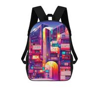 sinyumoney Neon Cityscape Sacs À Dos Scolaires Pour Garçons Et Filles, Sacs À Dos Décontractés Pour Le Sport, Sacs À Dos De Grande Capacité Pour L'école Primaire 17inch