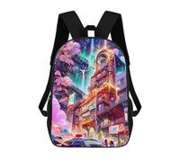 sinyumoney Neon Cityscape Vibrant Future Sac À Dos Scolaire Imprimé En 3D Pour Enfants, Sac À Dos De Voyage, Sac Tendance Et Décontracté Pour Écoliers 17inch