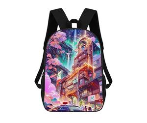 sinyumoney Neon Cityscape Vibrant Future Sac À Dos Scolaire Imprimé En 3D Pour Enfants, Sac À Dos De Voyage, Sac Tendance Et Décontracté Pour Écoliers 17inch
