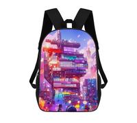 sinyumoney Neon Cityscape Vibrant Urban Landscape Sac À Dos Imprimé En 3D, Sac D'école Décontracté Et Tendance Pour Enfants, Sac D'école Pour Garçons, Collégiens 17inch