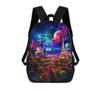 sinyumoney Neon Cityscape with Eiffel Tower Sac À Dos Enfant, Cartable, Sacs À Dos Scolaires Imprimés En 3D Pour Élèves Du Primaire Et Du Collège, Cadeau D'anniversaire Pour Adolescents 17inch