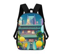 sinyumoney Neon Cityscape with Lights Sac À Dos Enfant, Cartable, Sac D'école, Motif Dessin Animé 3D, Sac Pour Ordinateur Portable, Pour Garçons Et Filles 17inch