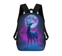 sinyumoney Neon Deer with Moon Sacs À Dos Pour Enfants, Cartables, Sacs À Dos Scolaires Imprimés En 3D, Sacs À Dos De Voyage Tendance Pour Enfants (primaire, Collège) 17inch