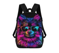 sinyumoney Neon Dog Glasses for Fun Sacs À Dos Tendance Imprimés En 3D 17inch Sac D'école Décontracté Pour Enfants, Garçons, Élèves Du Primaire Et Du Collège