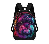 sinyumoney Neon Dog Headphones Art Print -4 Sacs À Dos Tendance Imprimés En 3D 17inch Sac D'école Décontracté Pour Enfants, Garçons, Élèves Du Primaire Et Du Collège