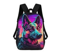 sinyumoney Neon Dog Portrait Sac À Dos Scolaire Pour Enfants, Imprimé En 3D, Tendance Et Décontracté, Pour Garçons, Élèves Du Primaire Et Du Collège 17inch