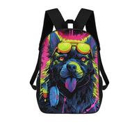 sinyumoney Neon Dog with Headphones Sac À Dos Scolaire Pour Enfants 17 Pouces, Sac À Dos Décontracté Pour Les Voyages, Grand Sac À Dos De Jour Pour Garçons Et Filles 17inch