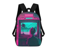 sinyumoney Neon Dreamscape TV Viewing Sacs À Dos, Sac À Dos Enfant, Sac D'école, Sac À Dos De Voyage Imprimé En 3D, Accessoire De Mode, Sac À Dos Imperméable Pour Enfants 17inch