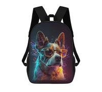 sinyumoney Neon Energetic Dog Portrait Sac À Dos Scolaire Pour Adolescents, Imprimé En 3D, Ajustable, À Poches Tendance, Pour Enfants, Garçons, Filles, Étudiants Et Adolescents 17inch